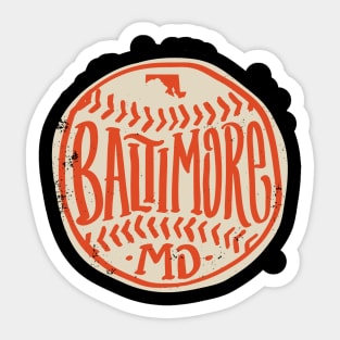 Hand Drawn Baseball for Baltimore with custom Lettering Sticker